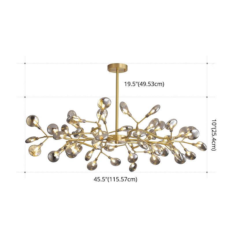 Gold Firefly Pendant Light in Modern Creative Style Copper Indoor Hanging Lamp with Glass Shade