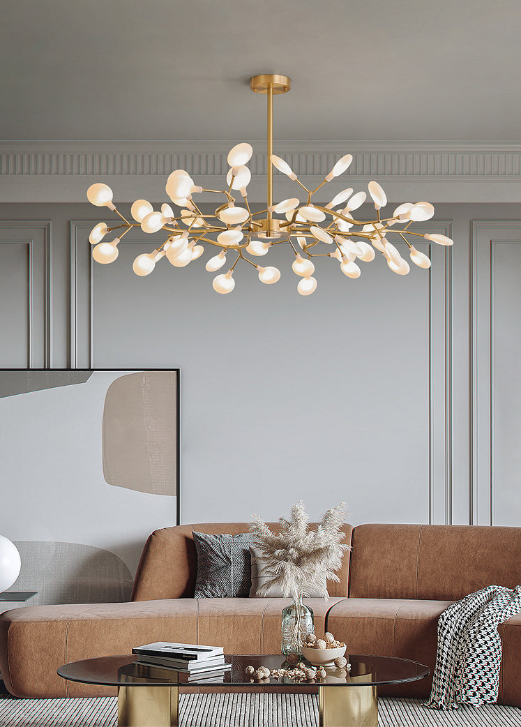 Gold Firefly Pendant Light in Modern Creative Style Copper Indoor Hanging Lamp with Glass Shade