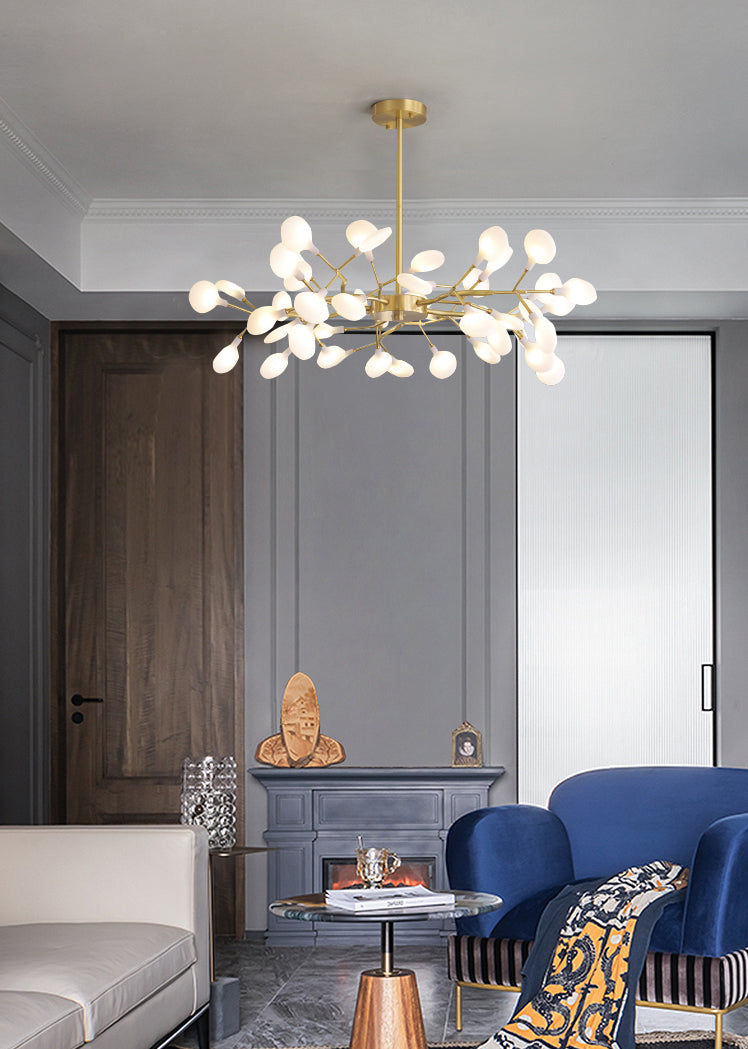 Gold Firefly Pendant Light in Modern Creative Style Copper Indoor Hanging Lamp with Glass Shade