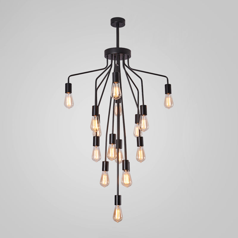 Luz de lámpara de araña expuesta iluminación colgante de metal industrial para restaurante
