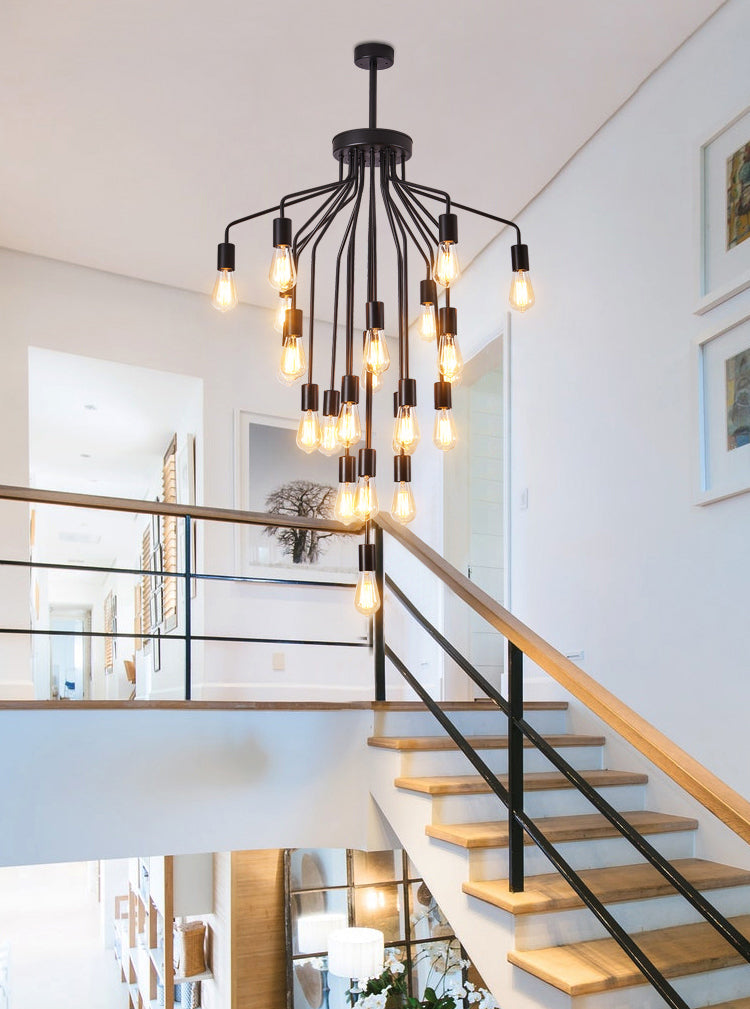 Luz de lámpara de araña expuesta iluminación colgante de metal industrial para restaurante
