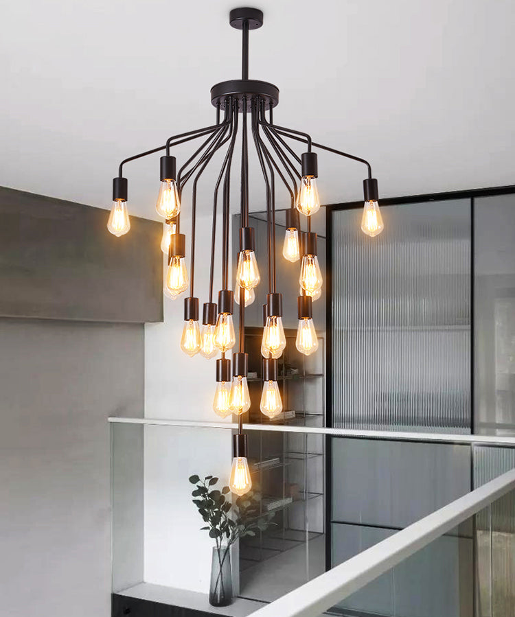 Luz de lámpara de araña expuesta iluminación colgante de metal industrial para restaurante