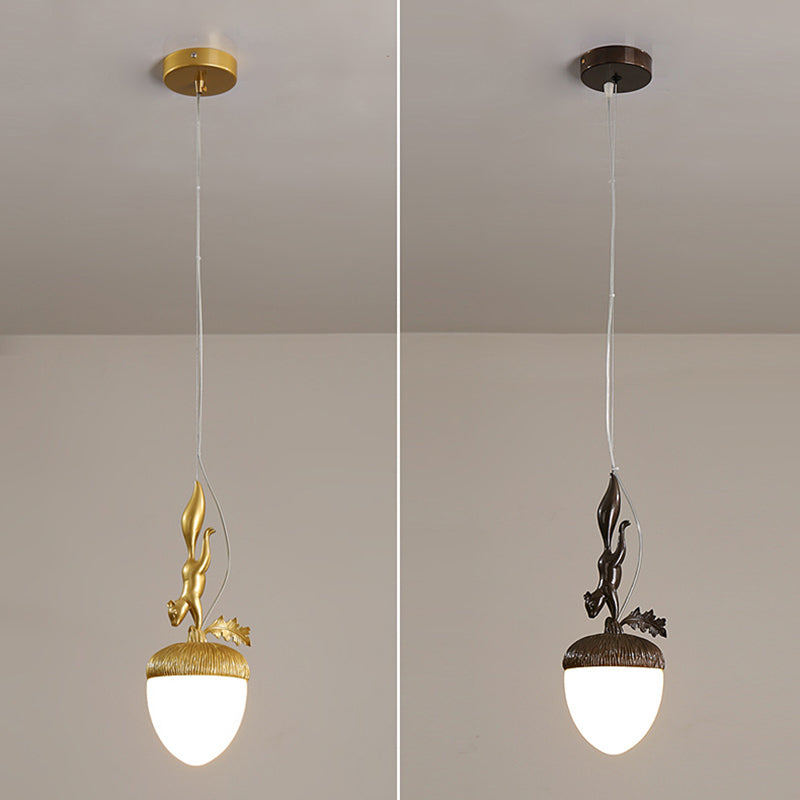 Nordic Style Pine Cone Hanging Light Creative Pendant Lamp with Aluminum Squirrel Lamp Holder