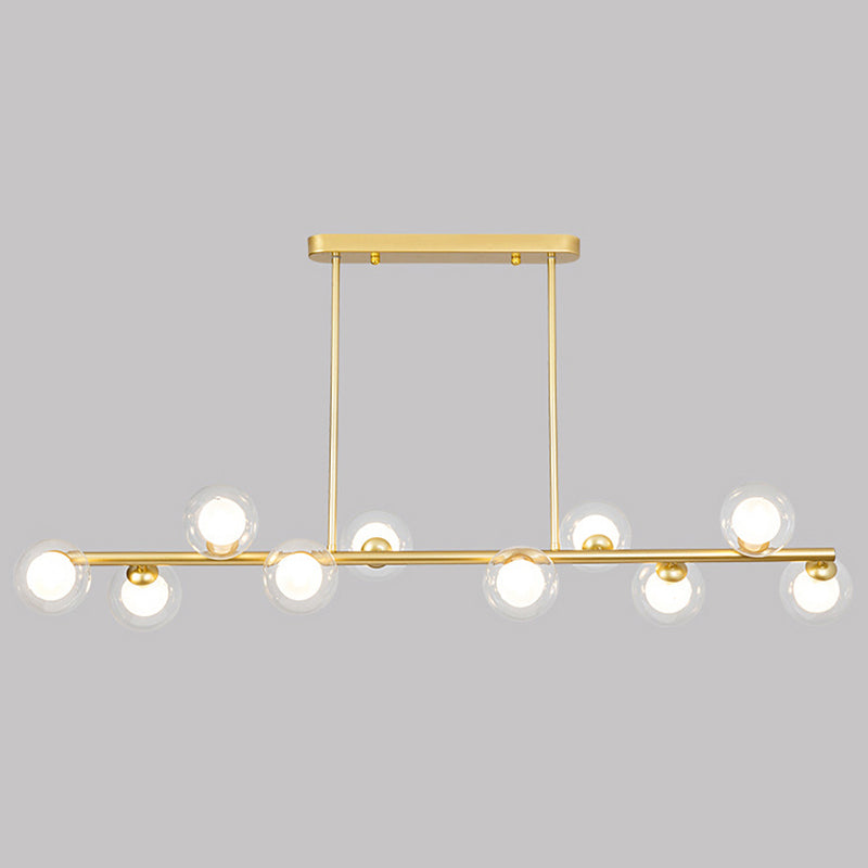 Wrought Iron 10-Light Island Pendant Light in Modern Concise Style Glass Radial Ceiling Light for Commercial Place