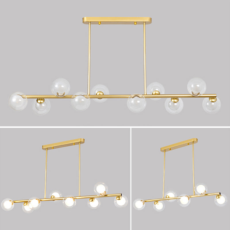 Luz colgante de la isla de hierro forjado de 10 luces en moderna luz de techo radial de vidrio conciso de estilo conciso para lugar comercial