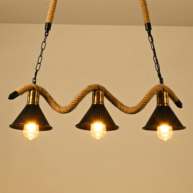 Island Pendant Natural Rope Light Retro Room Light Foyer Light