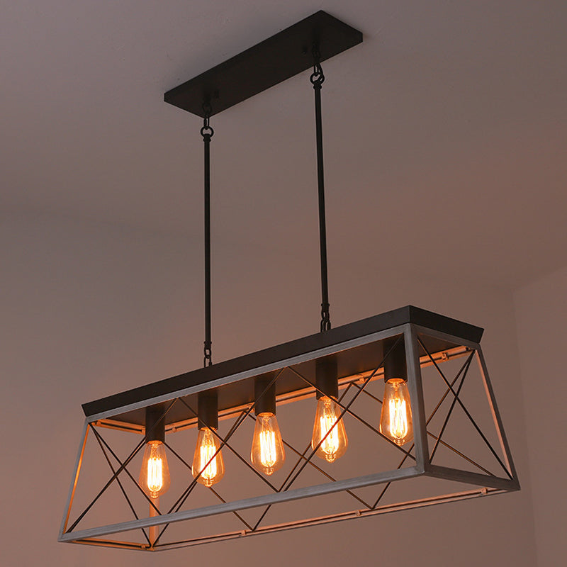 Rettangolo Hanging Island Lights INDUSTRIAL Iron INDIPENT ALLIMINE PER RISTATORE