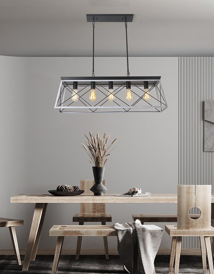 Rettangolo Hanging Island Lights INDUSTRIAL Iron INDIPENT ALLIMINE PER RISTATORE