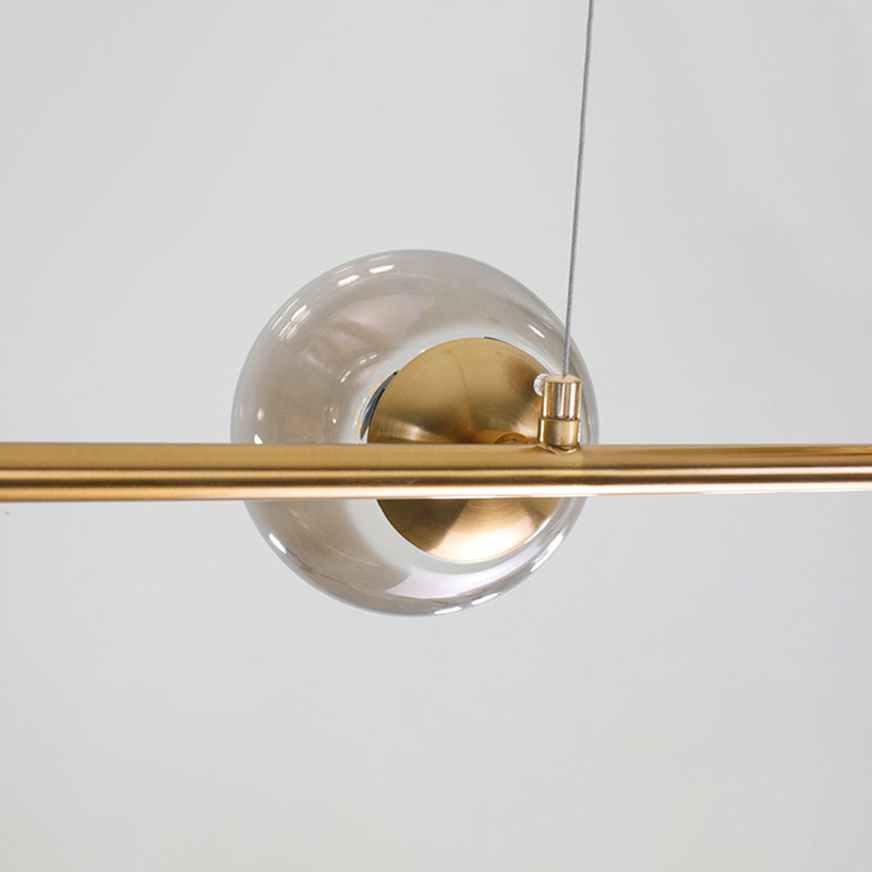 Luce a sospensione dell'isola a 6 luci oro in moderno luce di ferro battuto in stile creativo con tonalità di vetro