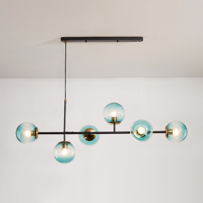 Wrought Iron Island Pendant Light in Modern Luxury Style Glass Sputnik Ceiling Light for Dining Room