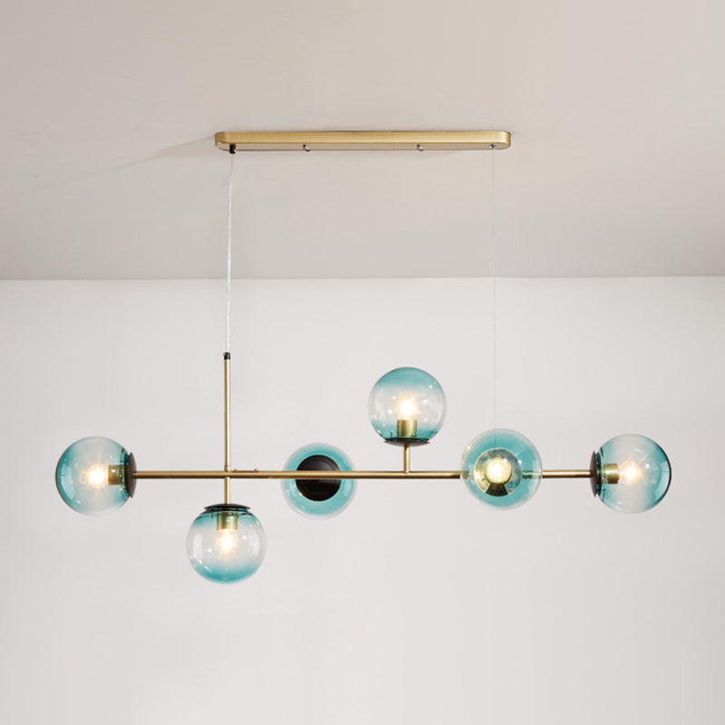 Wrought Iron Island Pendant Light in Modern Luxury Style Glass Sputnik Ceiling Light for Dining Room