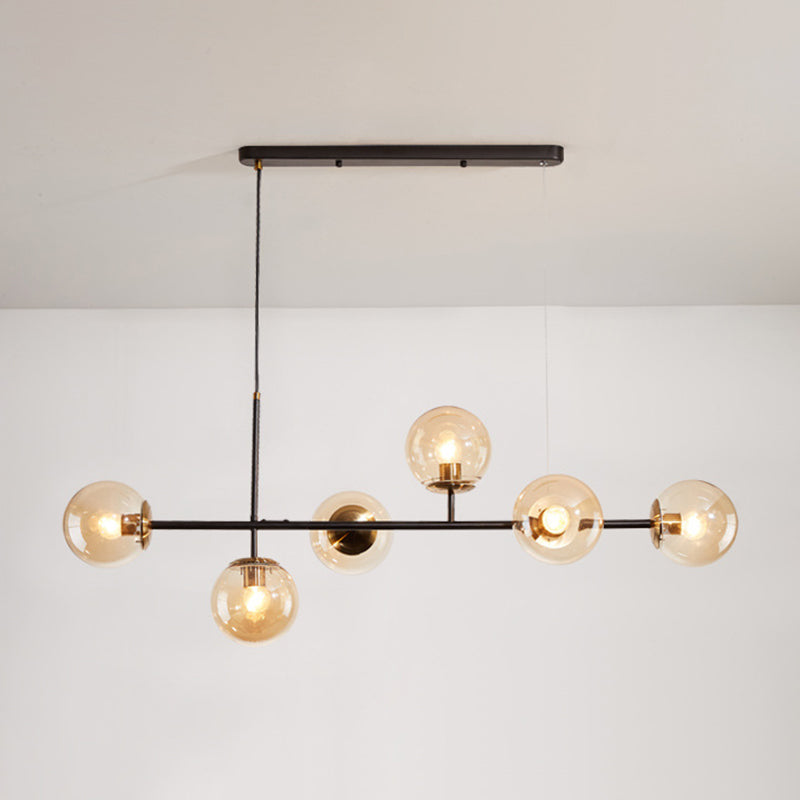 Wrought Iron Island Pendant Light in Modern Luxury Style Glass Sputnik Ceiling Light for Dining Room