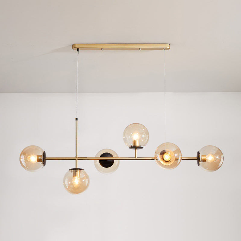 Wrought Iron Island Pendant Light in Modern Luxury Style Glass Sputnik Ceiling Light for Dining Room