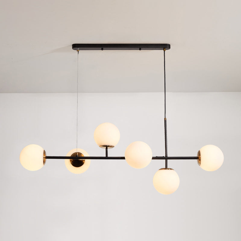 Wrought Iron Island Pendant Light in Modern Luxury Style Glass Sputnik Ceiling Light for Dining Room