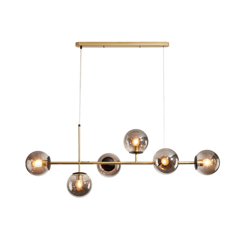 Wrought Iron Island Pendant Light in Modern Luxury Style Glass Sputnik Ceiling Light for Dining Room