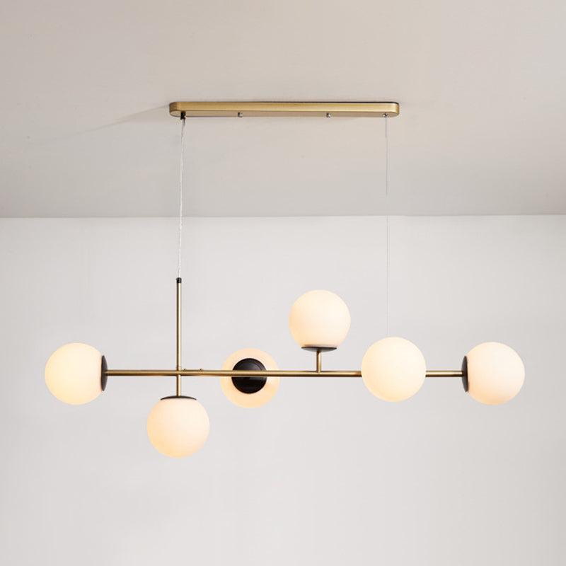 Wrought Iron Island Pendant Light in Modern Luxury Style Glass Sputnik Ceiling Light for Dining Room