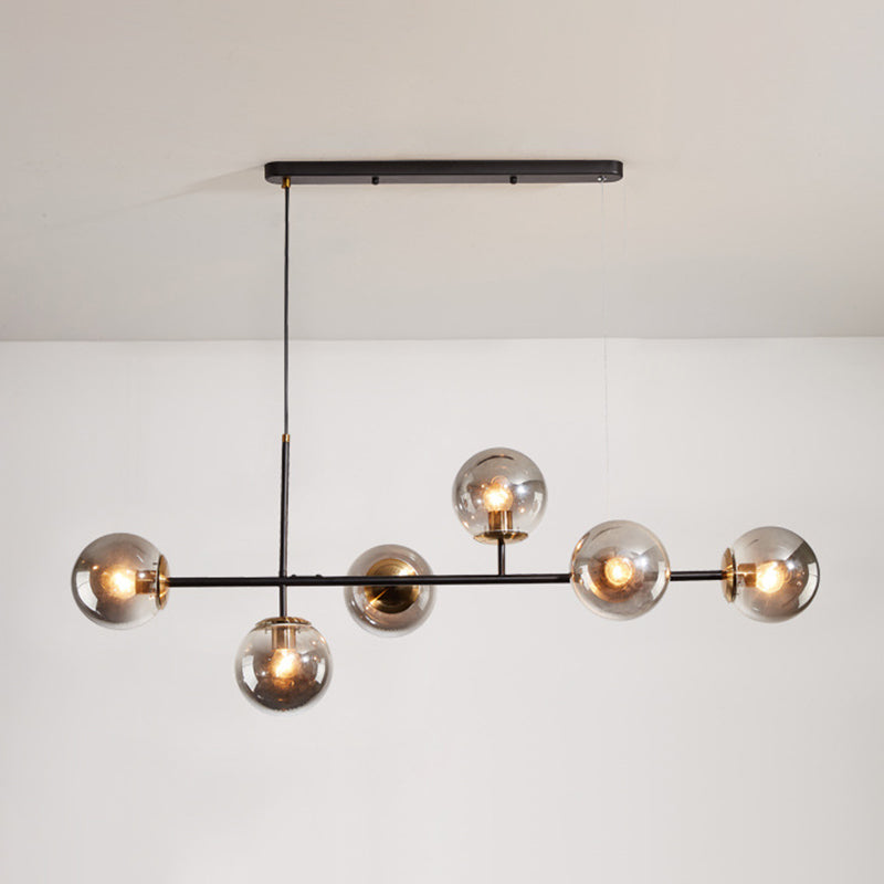 Wrought Iron Island Pendant Light in Modern Luxury Style Glass Sputnik Ceiling Light for Dining Room