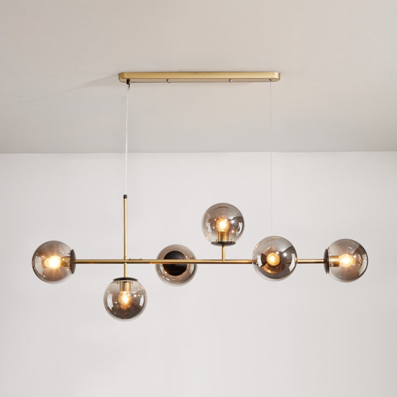 Wrought Iron Island Pendant Light in Modern Luxury Style Glass Sputnik Ceiling Light for Dining Room