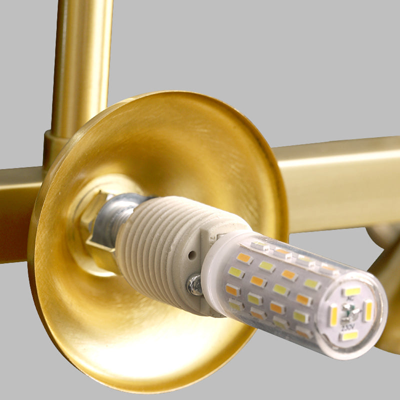 Luce a sospensione dell'isola radiale oro nella moderna luce appesa al copro di rame di lusso con tonalità di vetro ambra