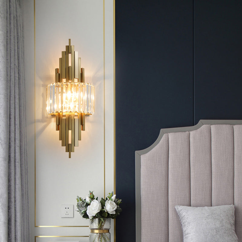 2 luci Lampada da parete in cristallo interno Strisce di metallo in metallo Stripsponi di scarico in oro