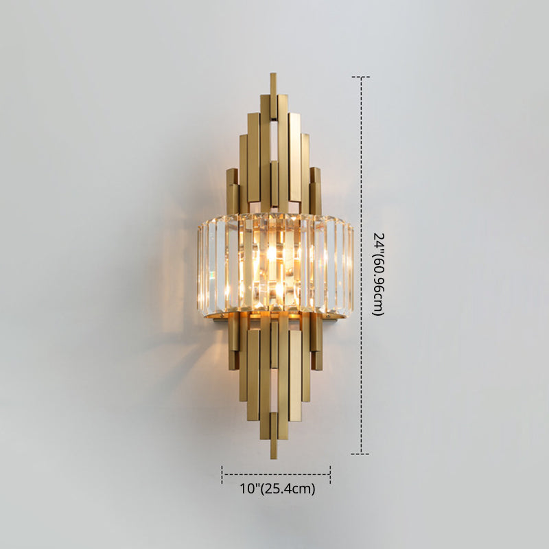 2 luci Lampada da parete in cristallo interno Strisce di metallo in metallo Stripsponi di scarico in oro