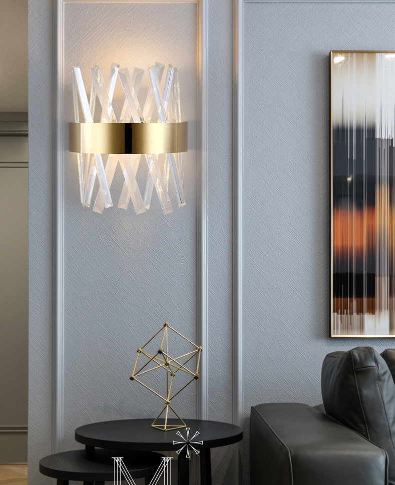 Luces de colchado de cristal transparente de color transparente Luz de pared de simplicidad posmoderna en oro