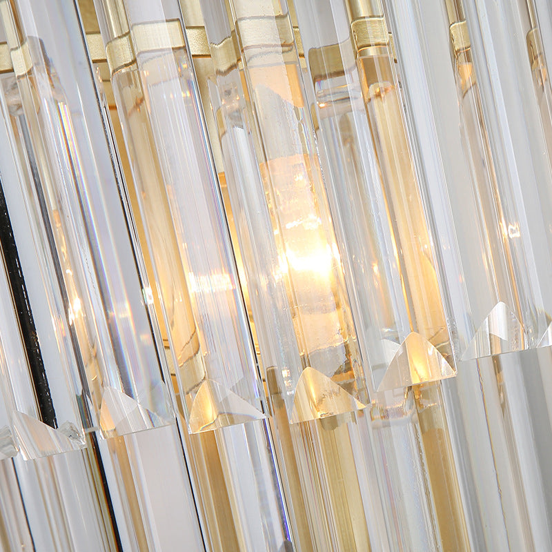 Diseño en capas Clear Crystal Wall Spl Modernism Style Lámpara de pared de acabado dorado para sala de estar