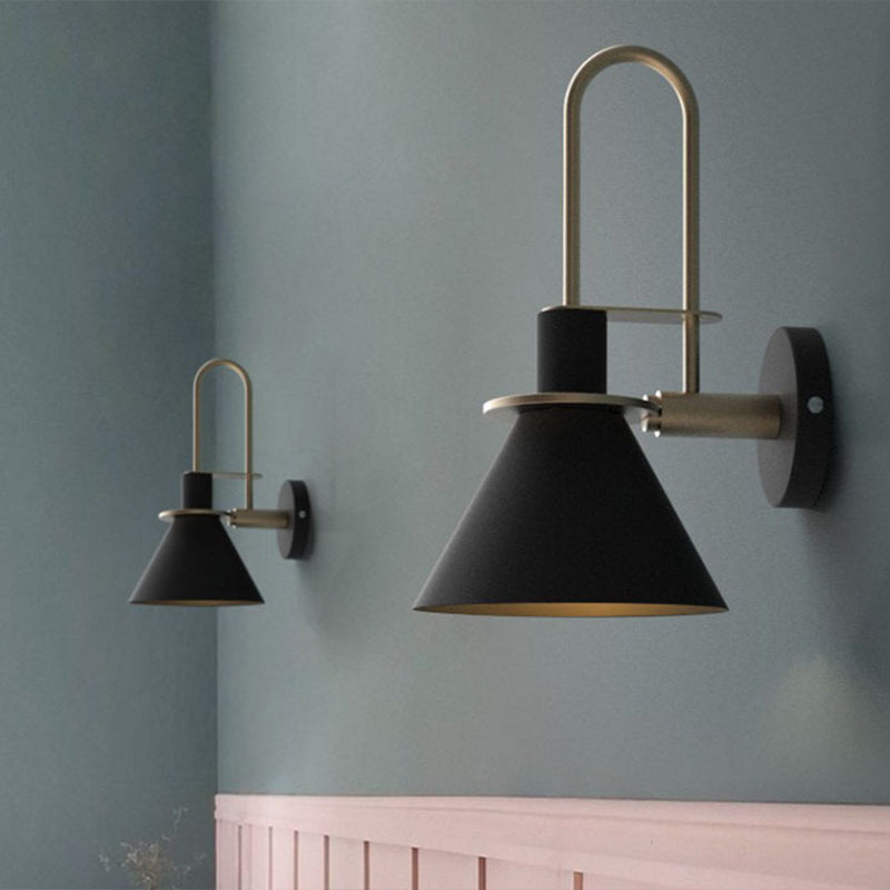 Modern Minimalist Style Tapered Wall Mounted Light Fixture Metal 1 Light Wall Light Sconces for Bedroom