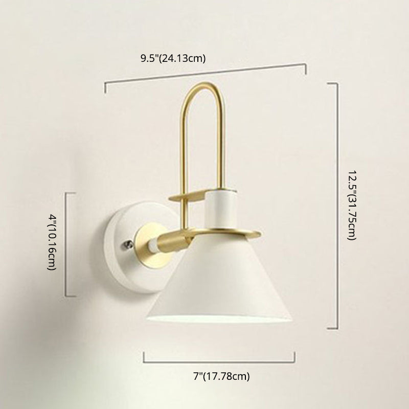 Modern Minimalist Style Tapered Wall Mounted Light Fixture Metal 1 Light Wall Light Sconces for Bedroom