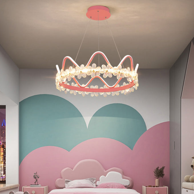 Contemporary Crown Chandelier Lights Crystal Pendant Ceiling Lights for Living Room