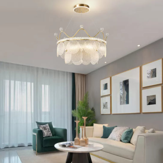 Contemporary Crown Chandelier Lights Crystal Pendant Ceiling Lights for Living Room