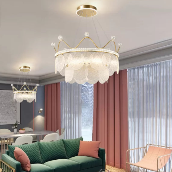Contemporary Crown Chandelier Lights Crystal Pendant Ceiling Lights for Living Room