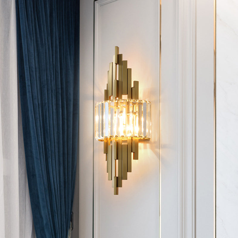 2 luci Lampada da parete in cristallo interno Strisce di metallo in metallo Stripsponi di scarico in oro