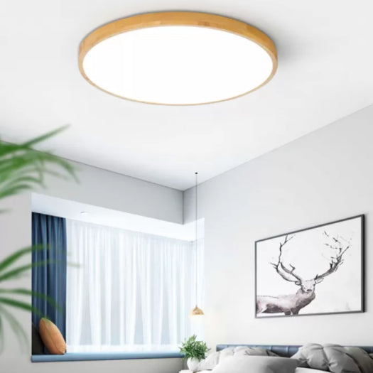 Ronde inbouwverlichtingsarmaturen Eenvoud Houten plafondverlichtingsarmaturen voor slaapkamer