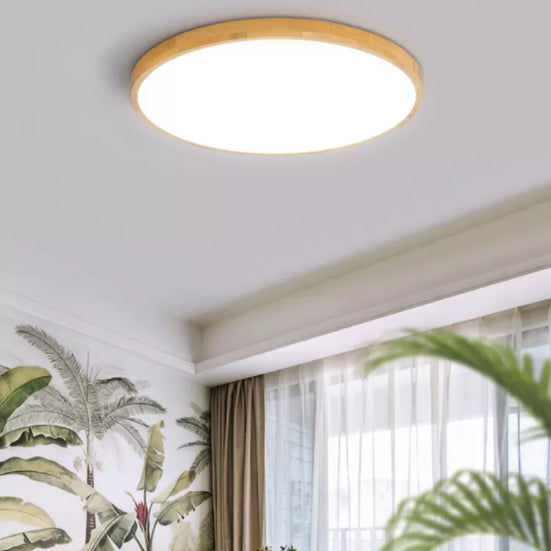 Ronde inbouwverlichtingsarmaturen Eenvoud Houten plafondverlichtingsarmaturen voor slaapkamer