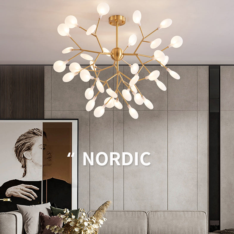 Koper sputnik hanglamp in moderne luxe stijl vuurvliegplafondlicht met acryl schaduw