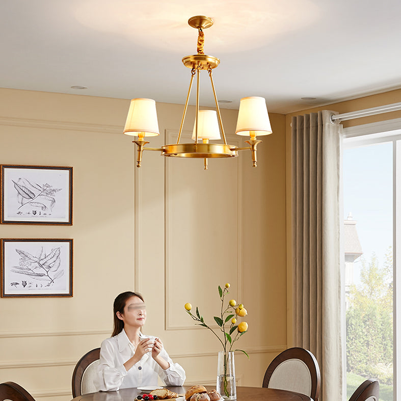 Conical Chandelier Light Fixture Traditional Fabric Pendant Lighting for Restaurant