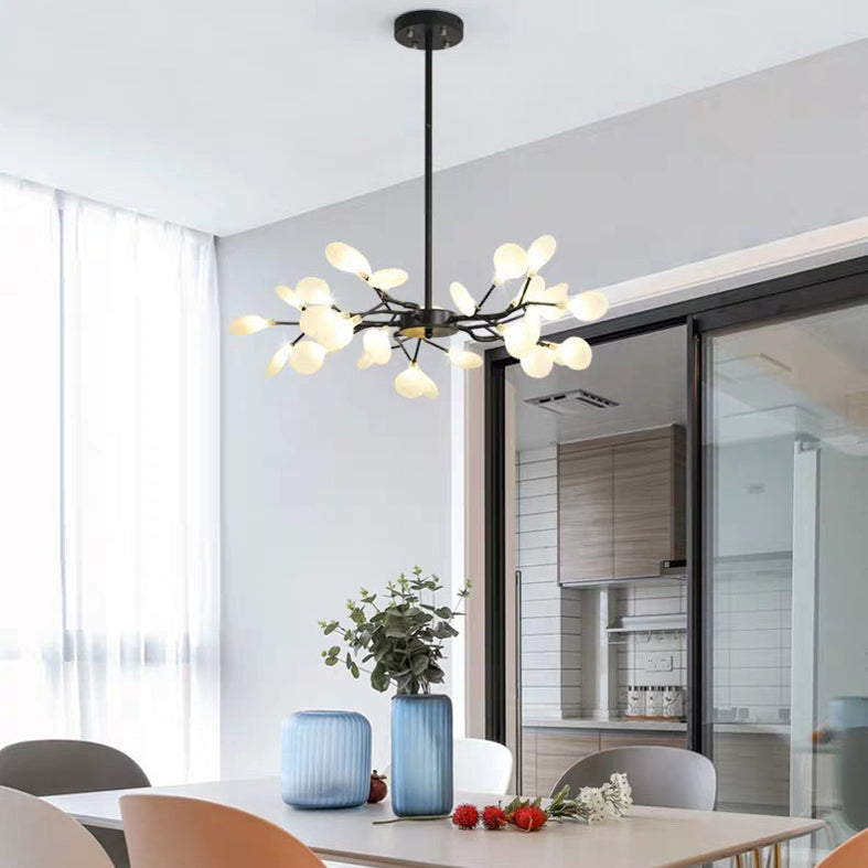 Luz de lámpara de lámpara en forma de hojas Iluminación de colgante acrílico de diseñador moderno para restaurante