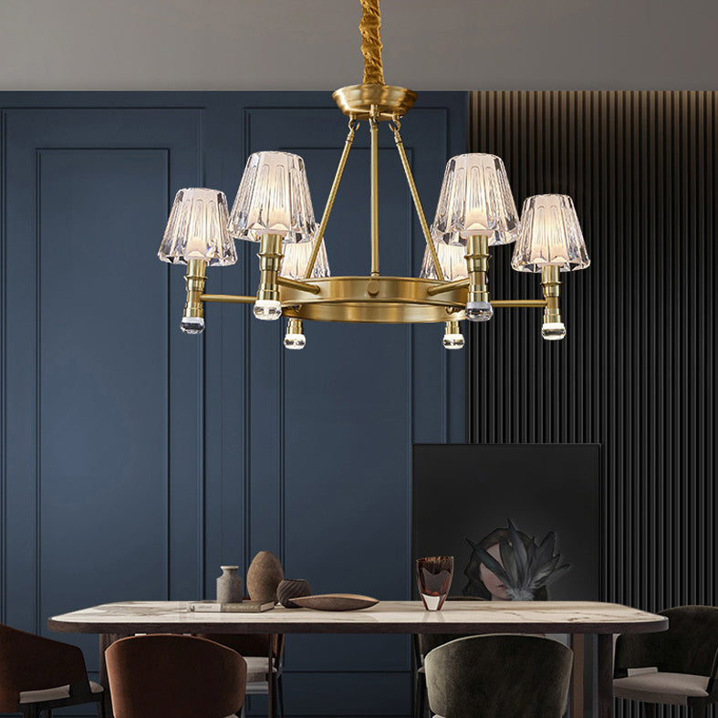 Conical Chandelier Light Fixture Traditional Clear Glass Pendant Lighting for Restaurant