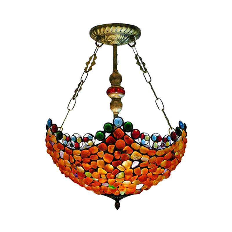 Candelera de techo de piedra de 12 "/16" de ancho Tiffany 2/3 luces antiguas de bronce lámpara colgante de bronce kit