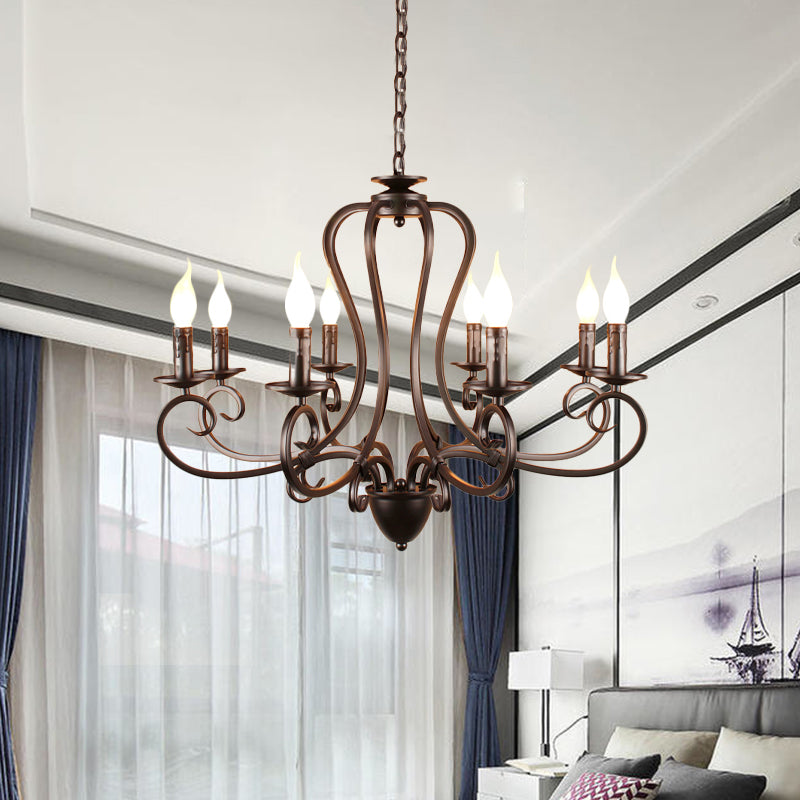 Sala de velas Candelier Hanging Traditiony Metal 6/8 cabezas de techo negro Luz de colgante