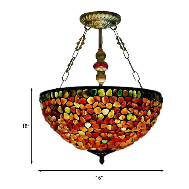 2/3 Luci 12 "/16" W Dining Room Lampada lampada lampada mediterranea Bronzo Bronzo Luce con tonalità in pietra a cupola