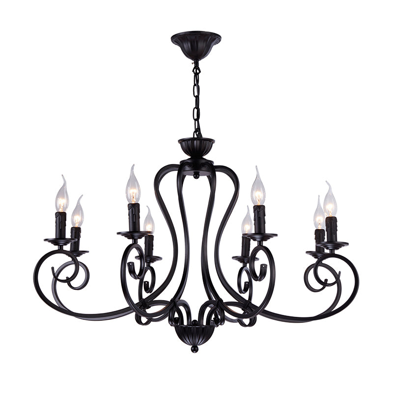 Black tourbillonnant bras Cahndelier Lampe Vintage Metal 8 Lumières Chambre suspendue Pendre Lumière