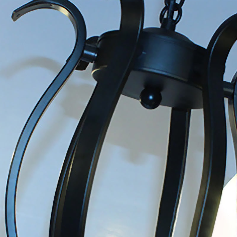 Chandelier de plafond de bougie traditionnelle 6 têtes Kit de lumière suspendue en métal en noir pour le salon