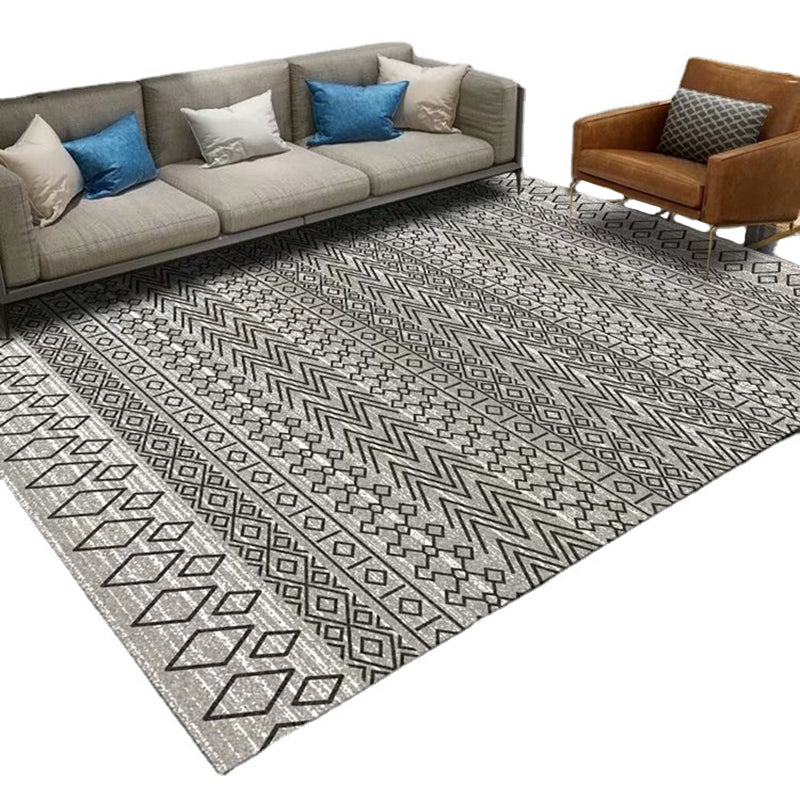 Solid Color Home Decoration Carpet Bohemian Chevron Area Rug Polyester with Non-Slip Backing Rug
