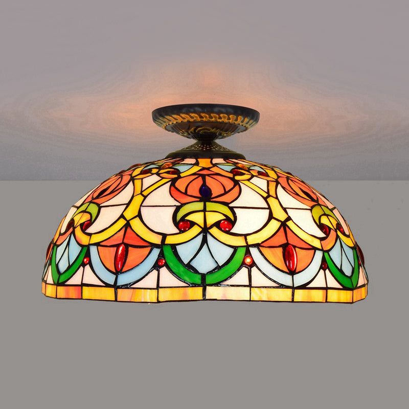 Luminaire de plafond en laiton à 1 ampoule, luminaire baroque en verre d'art roulé à la main, éclairage encastré en forme de cœur