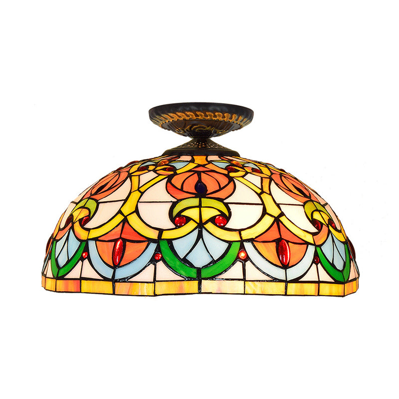 Luminaire de plafond en laiton à 1 ampoule, luminaire baroque en verre d'art roulé à la main, éclairage encastré en forme de cœur