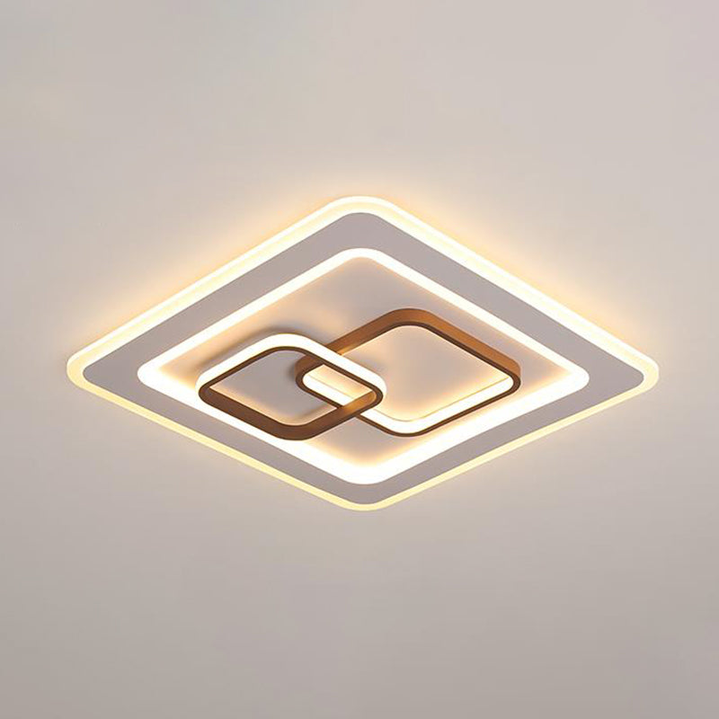 Lámpara cuadrada de montaje empotrado para dormitorio, LED acrílico, iluminación contemporánea cerca del techo en blanco