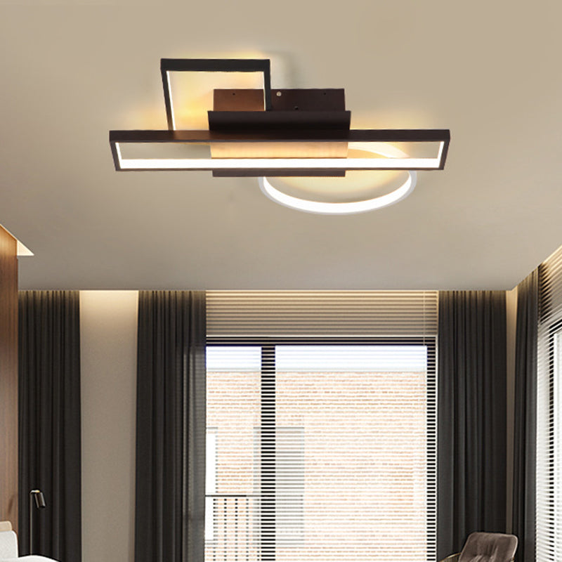 Rechthoek Flush Mount Modern Acryl 23.5 "/31.5" /39 " Wide LED Black Ceiling Mounted Fixture voor Slaapkamer