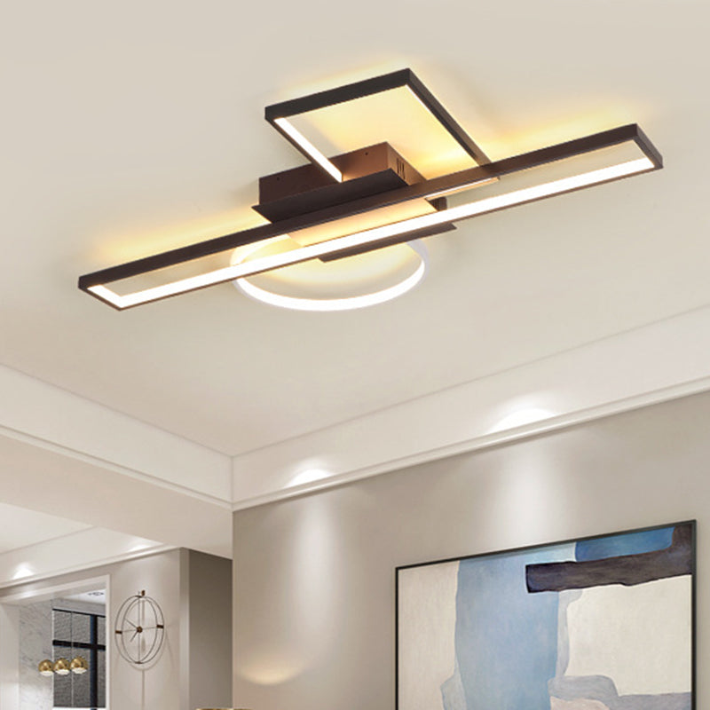Rechthoek Flush Mount Modern Acryl 23.5 "/31.5" /39 " Wide LED Black Ceiling Mounted Fixture voor Slaapkamer
